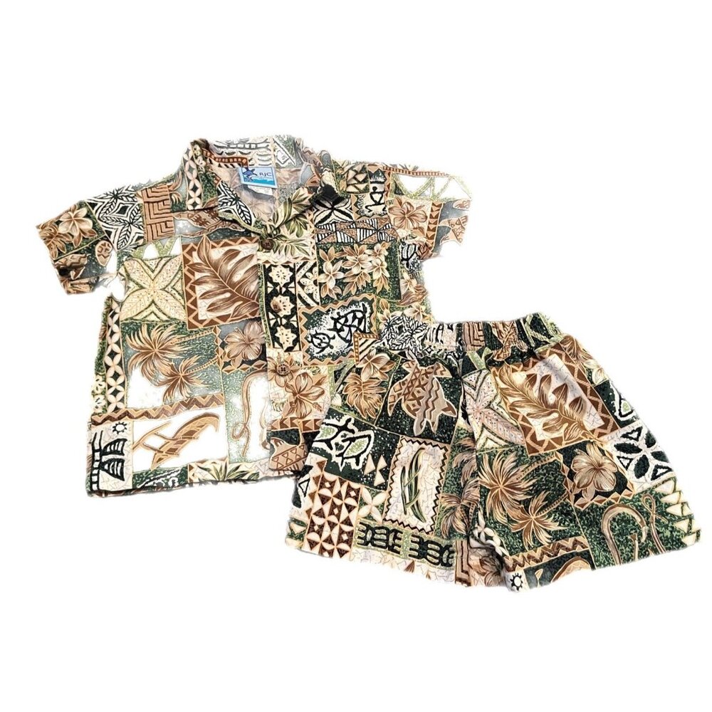 RJC Made in Hawaii  Hawiian Shirt Shorts Set Child Size 2T